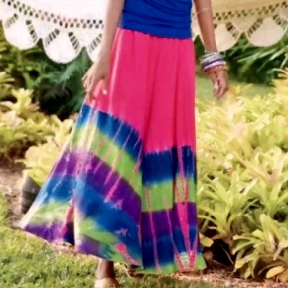 Soft Surroundings Tie-Dye Colorful Flowy Midi Skirt | 1X - Picture 1 of 5